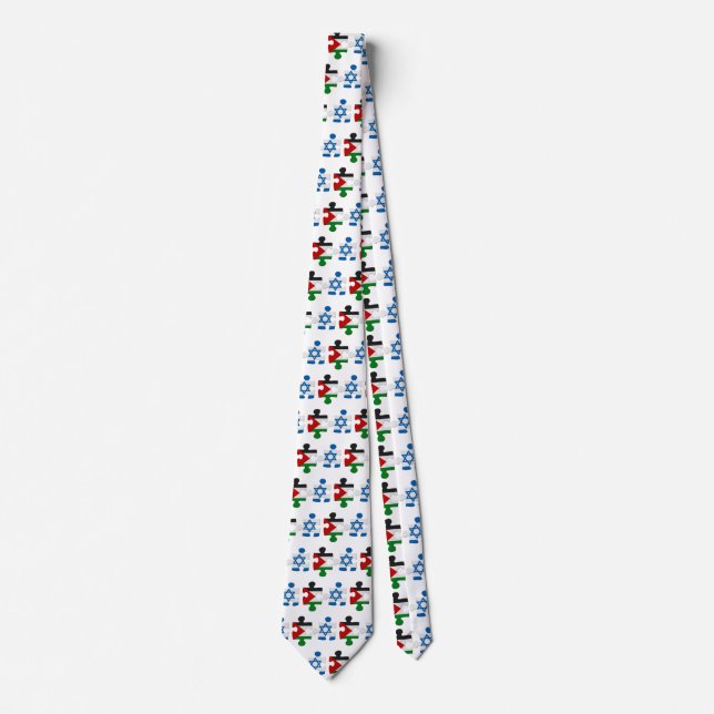 Israel and Palestine Conflict Flag Puzzle Neck Tie (Front)
