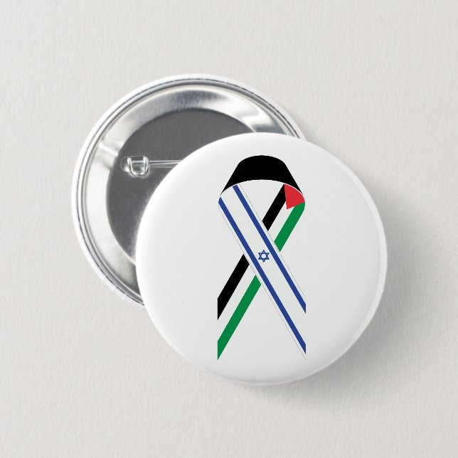 Israel and Palestine flag peace ribbon Button (Front & Back)