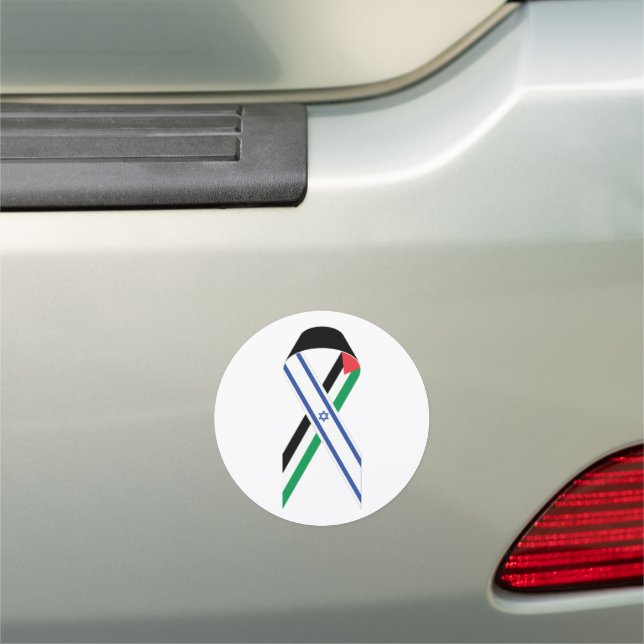 Israel and Palestine flag peace ribbon Car Magnet (In Situ)