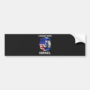 Israel and USA Flag Lion _ I Stand with Israel Bumper Sticker