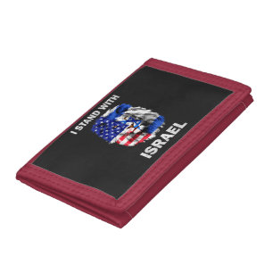 Israel and USA Flag Lion _ I Stand with Israel Trifold Wallet