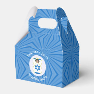 Israel Angel Hanukkah Flag Personalized Gable Favor Boxes