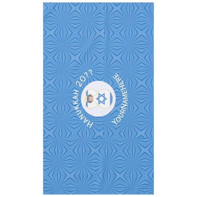 Israel Angel Hanukkah Flag Personalized Horizontal Tablecloth (Front)
