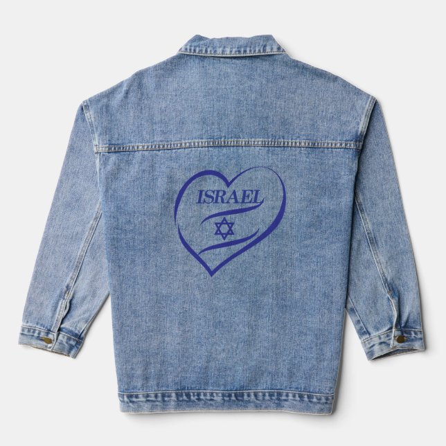 Israel Anniversary Independence Day Blue star Denim Jacket (Back)