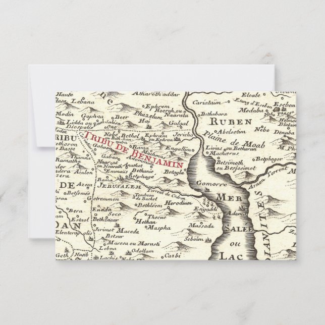 Israel Antique Map Benjamin Bar Mitzvah Thank You (Front)