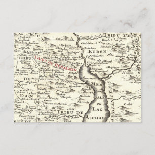 Israel Antique Map Benjamin Bar Mitzvah Thank You Card