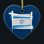 Israel Brush Flag Ceramic Ornament<br><div class="desc">Represent Israel! This item features a brush stroke sketch of the Israeli flag that simulates Sume-e brush painting. Do you know an Israeli or Israeli-American who misses their home country and culture and would like to be patriotic about their nation? Travellers to Israel, Israeli-Americans, Jews, Jewish-Americans, or the Israelis themselves...</div>