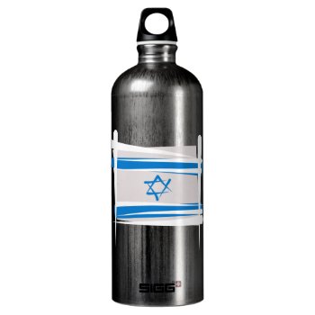 Israel Brush Flag Water Bottle by representshop at Zazzle