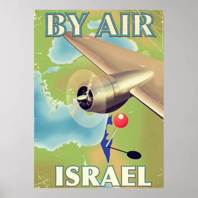Israel By air vintage travel poster (Front)