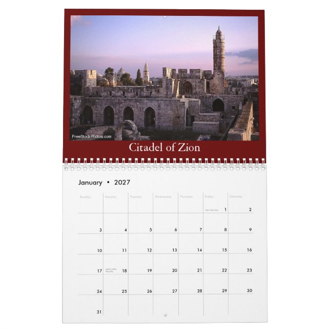 Israel Calendar (Jan 2027)