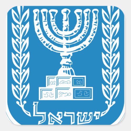 israel emblem square sticker