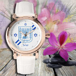 Israel fashion Watch, Hebrew dial, Israeli Flag Watch<br><div class="desc">Watch: Elegant Israel fashion watch design & Israeli flag with Hebrew numerals and personalized text / name - love my country,  birthdays & wedding gifts,  patriots / sports fans</div>