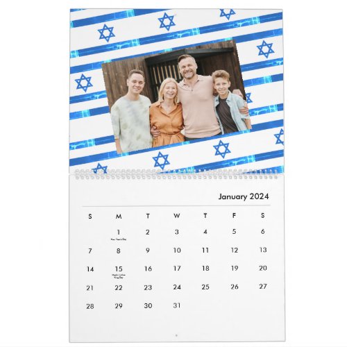 Israel Flag לוח שנה  2024 American Jewish  Calendar