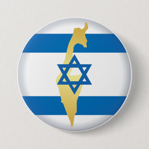 Israel Flag and Map Blue Star of David Emblem Button