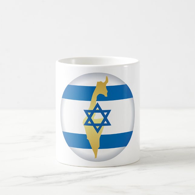 Israel Flag and Map Blue Star of David Emblem Coffee Mug (Creator Uploaded)