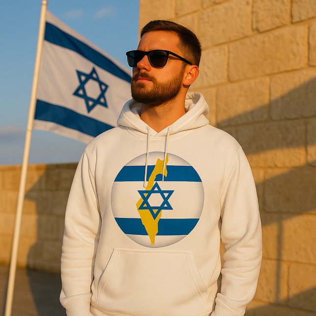 Israel Flag and Map Blue Star of David Emblem Hoodie (Creator Uploaded)