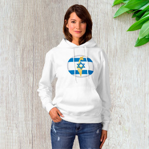 Israel Flag and Map Blue Star of David Emblem Hoodie
