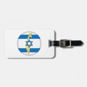 Israel Flag and Map Blue Star of David Emblem Luggage Tag