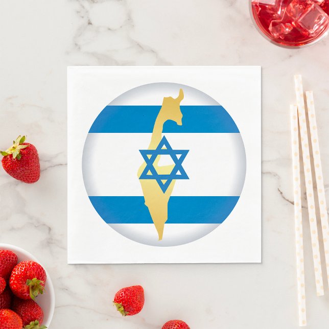 Israel Flag and Map Blue Star of David Emblem Napkins (Creator Uploaded)