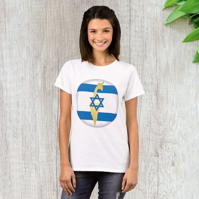 Israel Flag and Map Blue Star of David Emblem T-Shirt (Creator Uploaded)