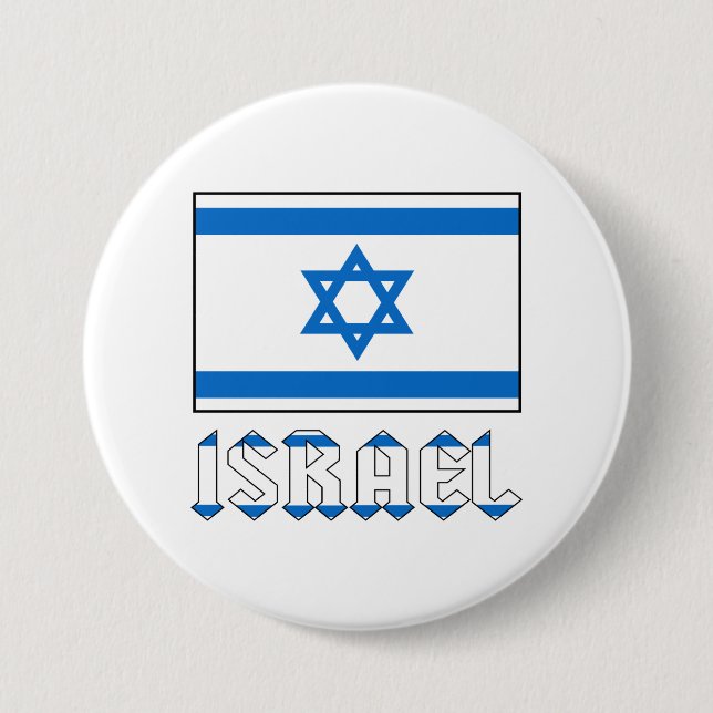 Israel Flag and Word ISRAEL  Button (Front)