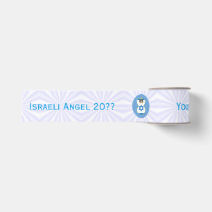 Israel Flag Angel on White and Blue Personalized  Grosgrain Ribbon