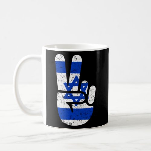 Israel Flag Big Peace Sign V Fingers Symbol Coffee Mug