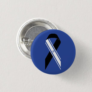 Israel flag black ribbon blue button