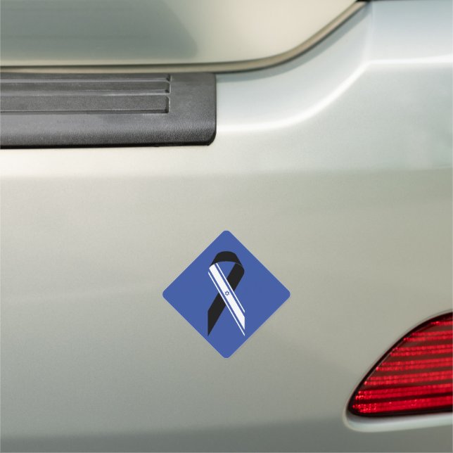 Israel flag black ribbon blue car magnet (In Situ)