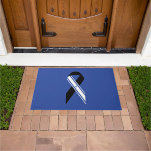 Israel flag black ribbon blue doormat