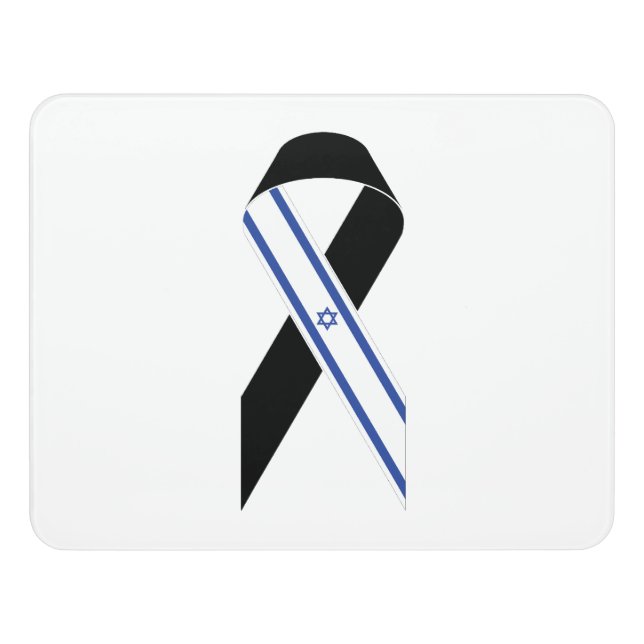 Israel flag black ribbon door sign (Contemporary Front)