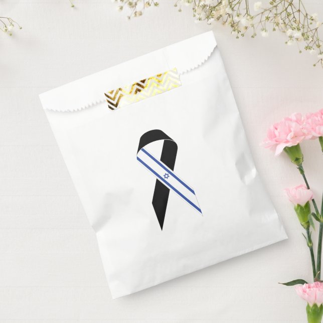 Israel flag black ribbon favor bag (Sealed)