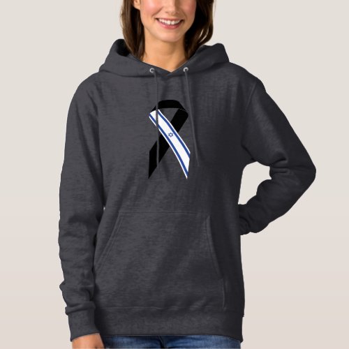 Israel flag black ribbon hoodie