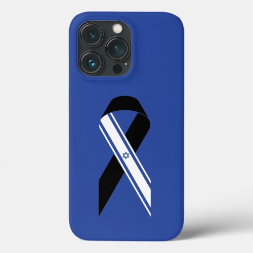 Israel flag black ribbon memorial blue iPhone 13 pro case