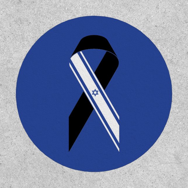 Israel flag black ribbon memorial blue patch (Front)