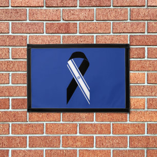 Israel flag black ribbon memorial blue pennant