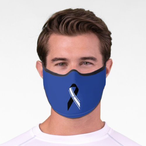 Israel flag black ribbon memorial blue premium face mask