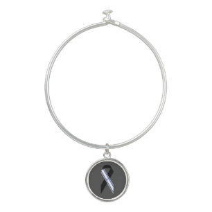 Israel flag black ribbon memorial dark grey bangle bracelet