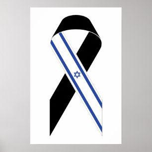 Israel flag black ribbon poster