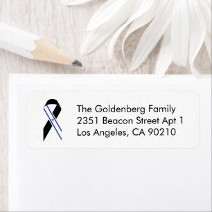 Israel flag black ribbon Return Address Label