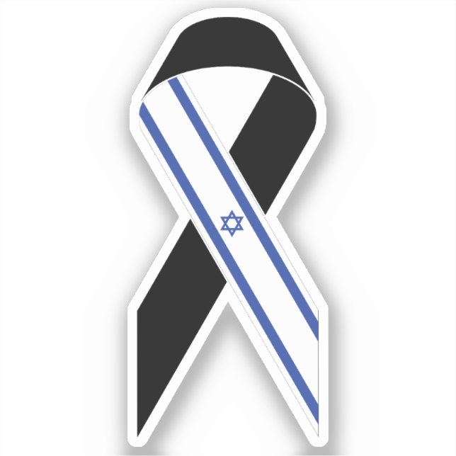 Israel flag black ribbon sticker (Front)