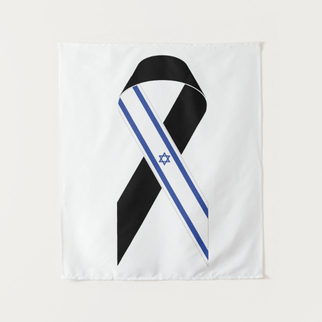 Israel flag black ribbon tapestry (Front)
