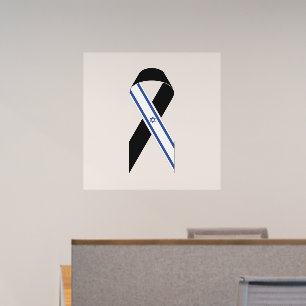Israel flag black ribbon wall decal