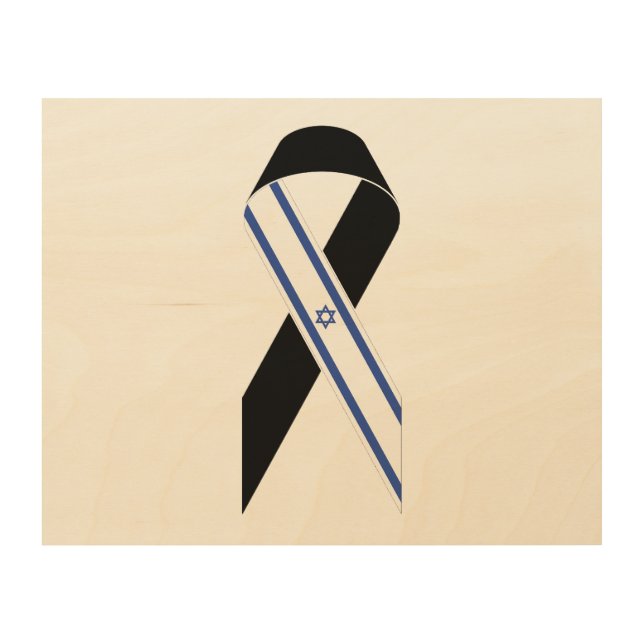 Israel flag black ribbon wood wall art (Front)