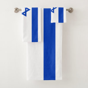 Israel flag blue and white modern bath towel set