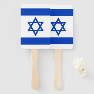 Israel flag blue and white modern patriotic hand fan