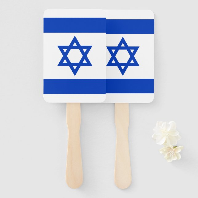 Israel flag blue and white modern patriotic hand fan (Front and Back)