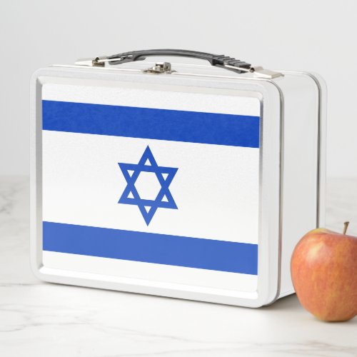 Israel flag blue and white modern patriotic metal lunch box
