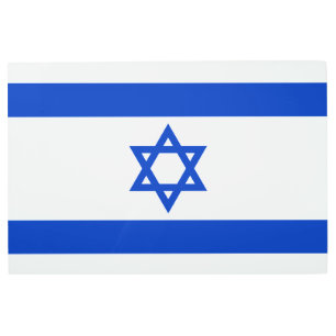 Israel flag blue and white modern patriotic metal print