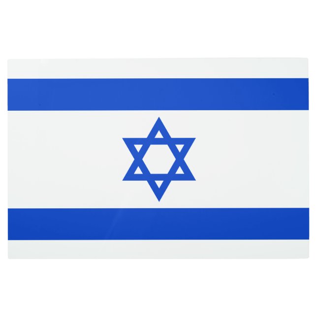 Israel flag blue and white modern patriotic metal print (Front)